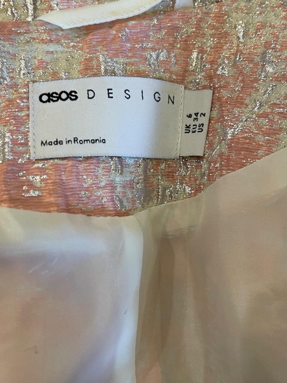 NEW! Asos Design Pink Silver Metallic Double Breasted Blazer and Shorts Set 2 - Picture 12 of 14